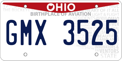 OH license plate GMX3525