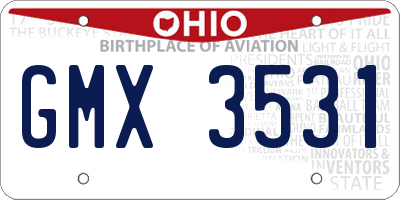 OH license plate GMX3531