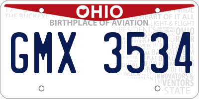 OH license plate GMX3534