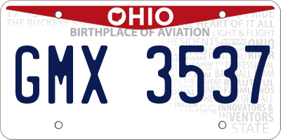 OH license plate GMX3537