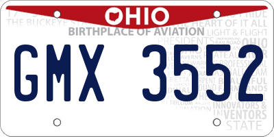 OH license plate GMX3552