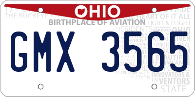 OH license plate GMX3565