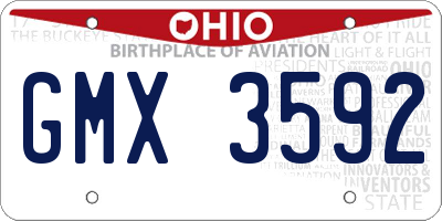 OH license plate GMX3592