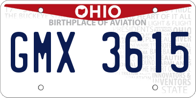 OH license plate GMX3615