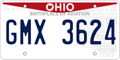 OH license plate GMX3624