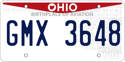 OH license plate GMX3648