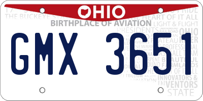 OH license plate GMX3651