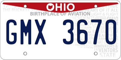 OH license plate GMX3670