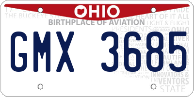 OH license plate GMX3685