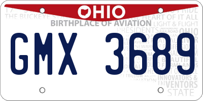 OH license plate GMX3689