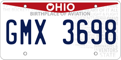 OH license plate GMX3698