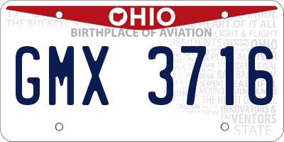 OH license plate GMX3716
