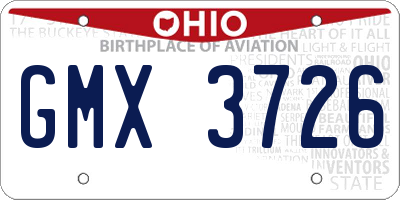 OH license plate GMX3726