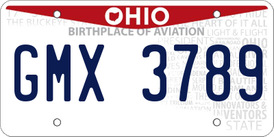 OH license plate GMX3789