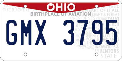 OH license plate GMX3795