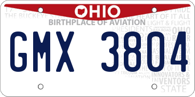 OH license plate GMX3804