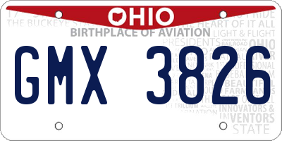 OH license plate GMX3826