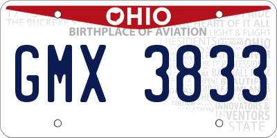 OH license plate GMX3833