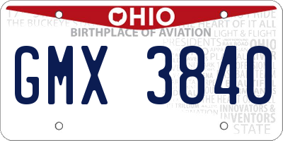 OH license plate GMX3840