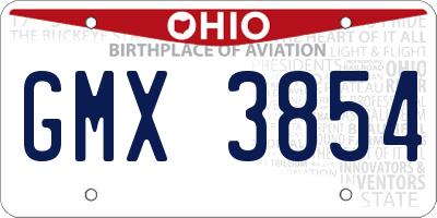 OH license plate GMX3854