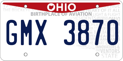 OH license plate GMX3870