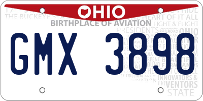 OH license plate GMX3898