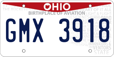 OH license plate GMX3918