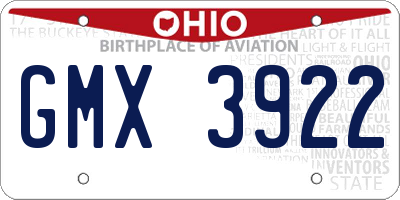 OH license plate GMX3922