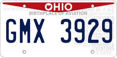 OH license plate GMX3929