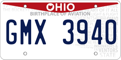 OH license plate GMX3940