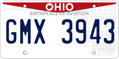 OH license plate GMX3943