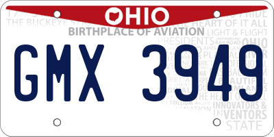 OH license plate GMX3949