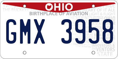 OH license plate GMX3958