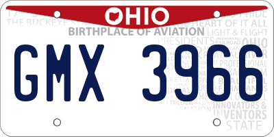 OH license plate GMX3966