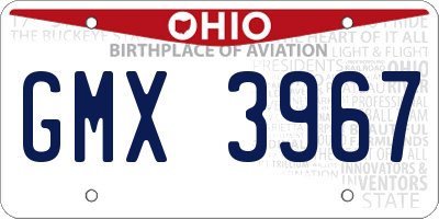 OH license plate GMX3967