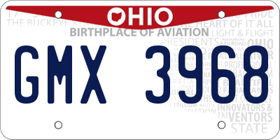 OH license plate GMX3968