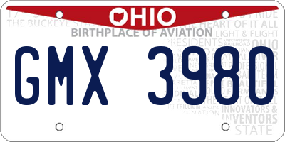 OH license plate GMX3980
