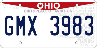 OH license plate GMX3983