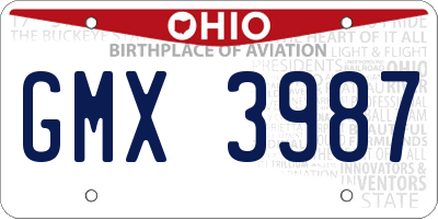 OH license plate GMX3987