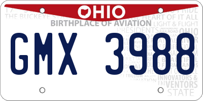 OH license plate GMX3988