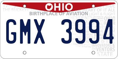 OH license plate GMX3994