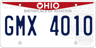 OH license plate GMX4010