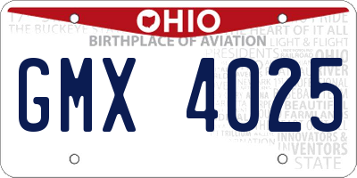 OH license plate GMX4025