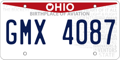 OH license plate GMX4087