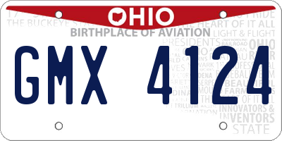 OH license plate GMX4124