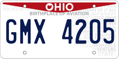 OH license plate GMX4205