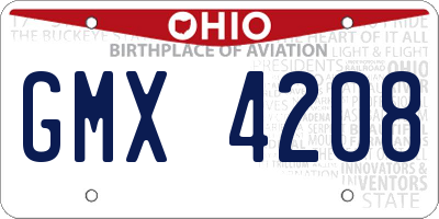 OH license plate GMX4208