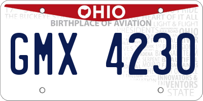 OH license plate GMX4230
