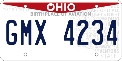 OH license plate GMX4234