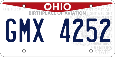OH license plate GMX4252